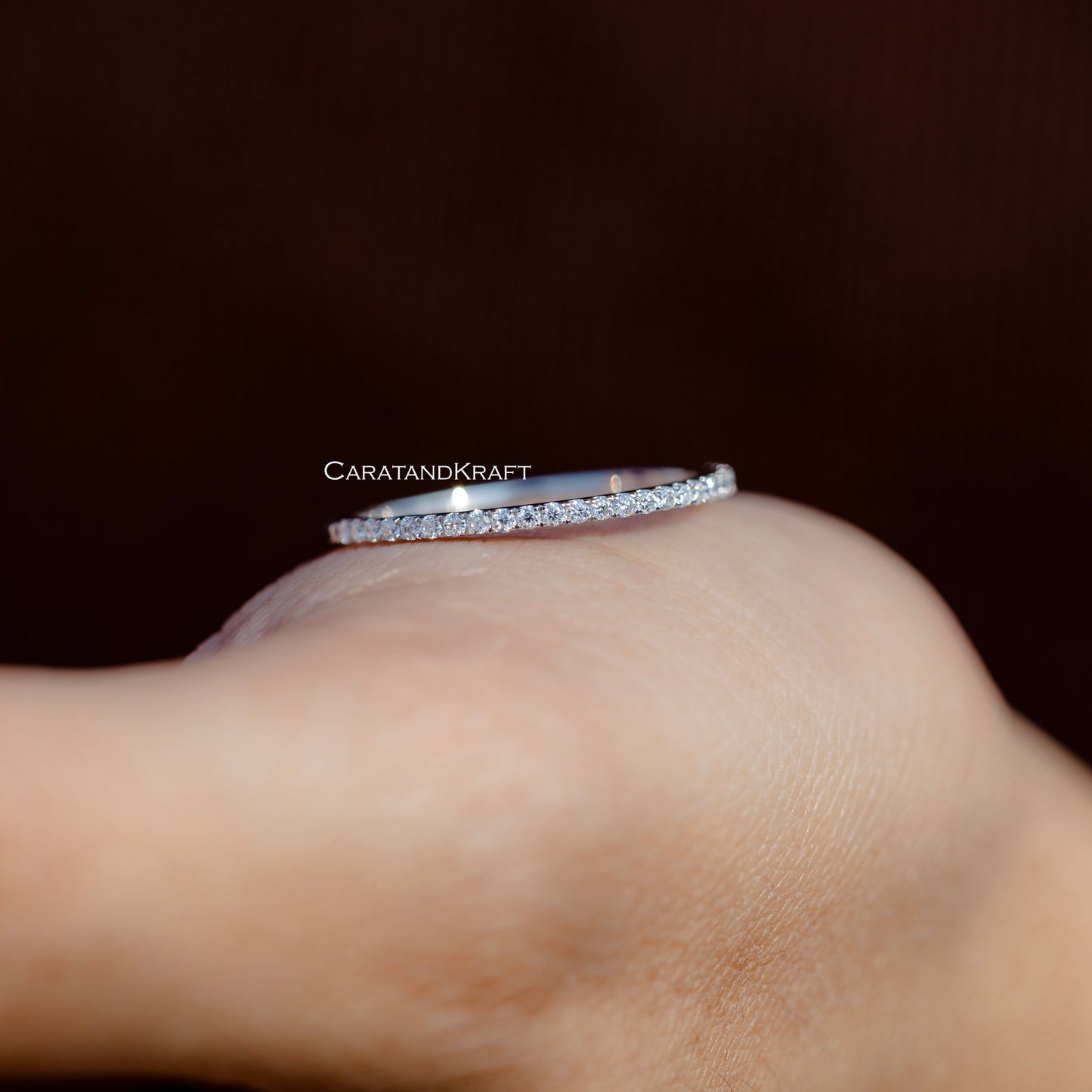 1.1mm Micro Pave Moissanite Half Eternity Wedding Band