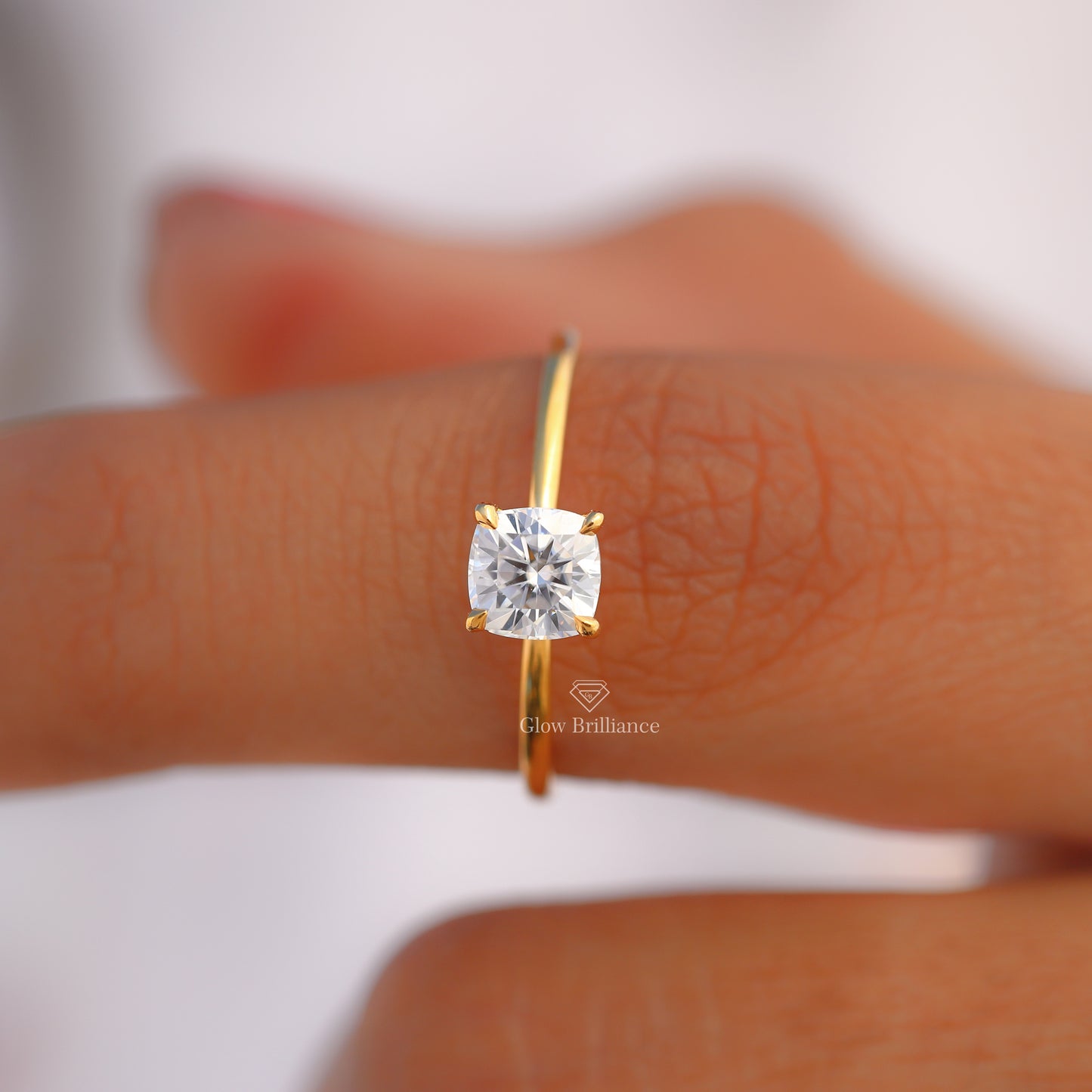 1.00 to 5.00 CT Cushion Cut Moissanite Solitaire Ring