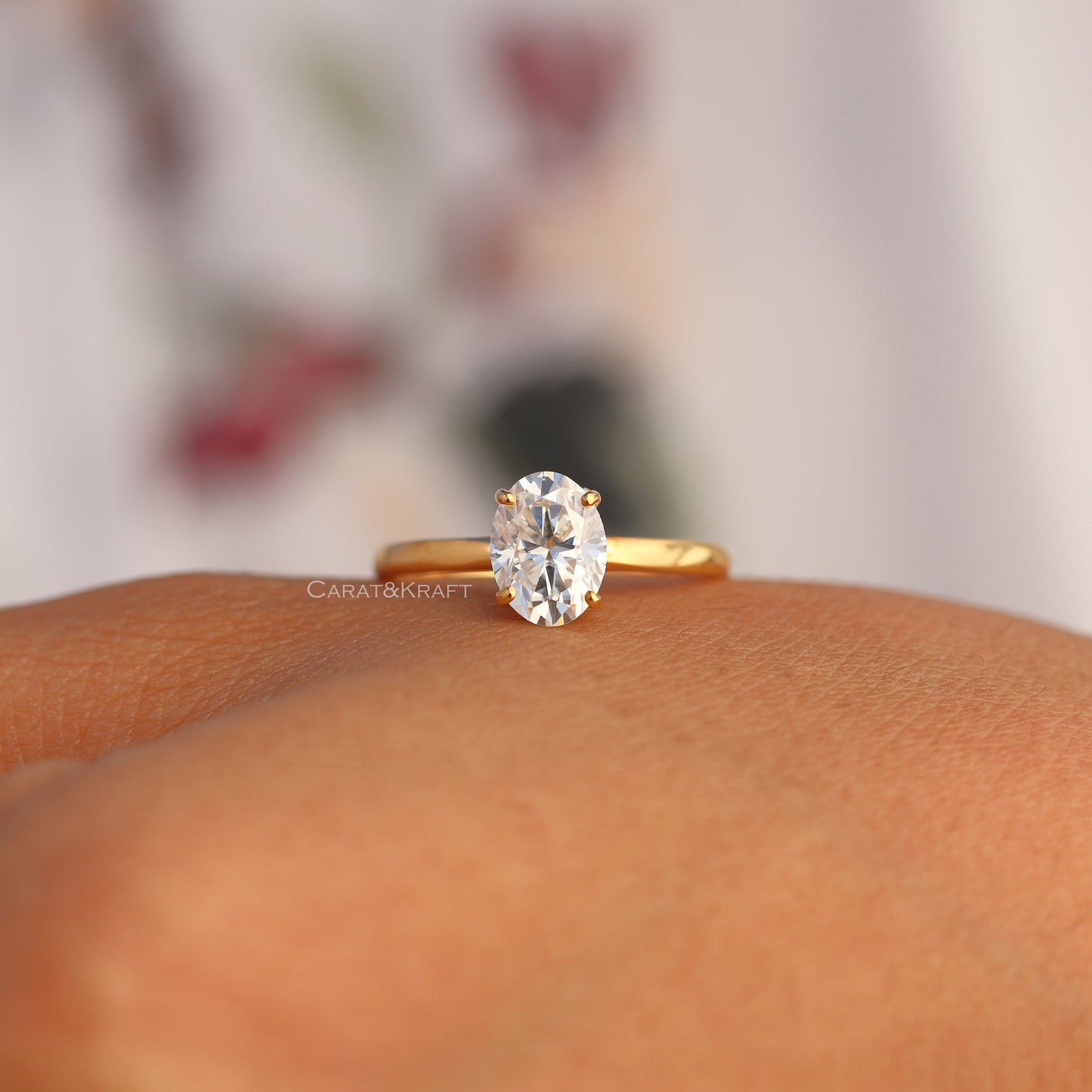 Oval Hidden Halo Moissanite Engagement Ring