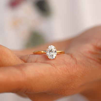 14k Gold 2ct Oval IGI certified Lab Grown Diamond Engagement Ring, view 3