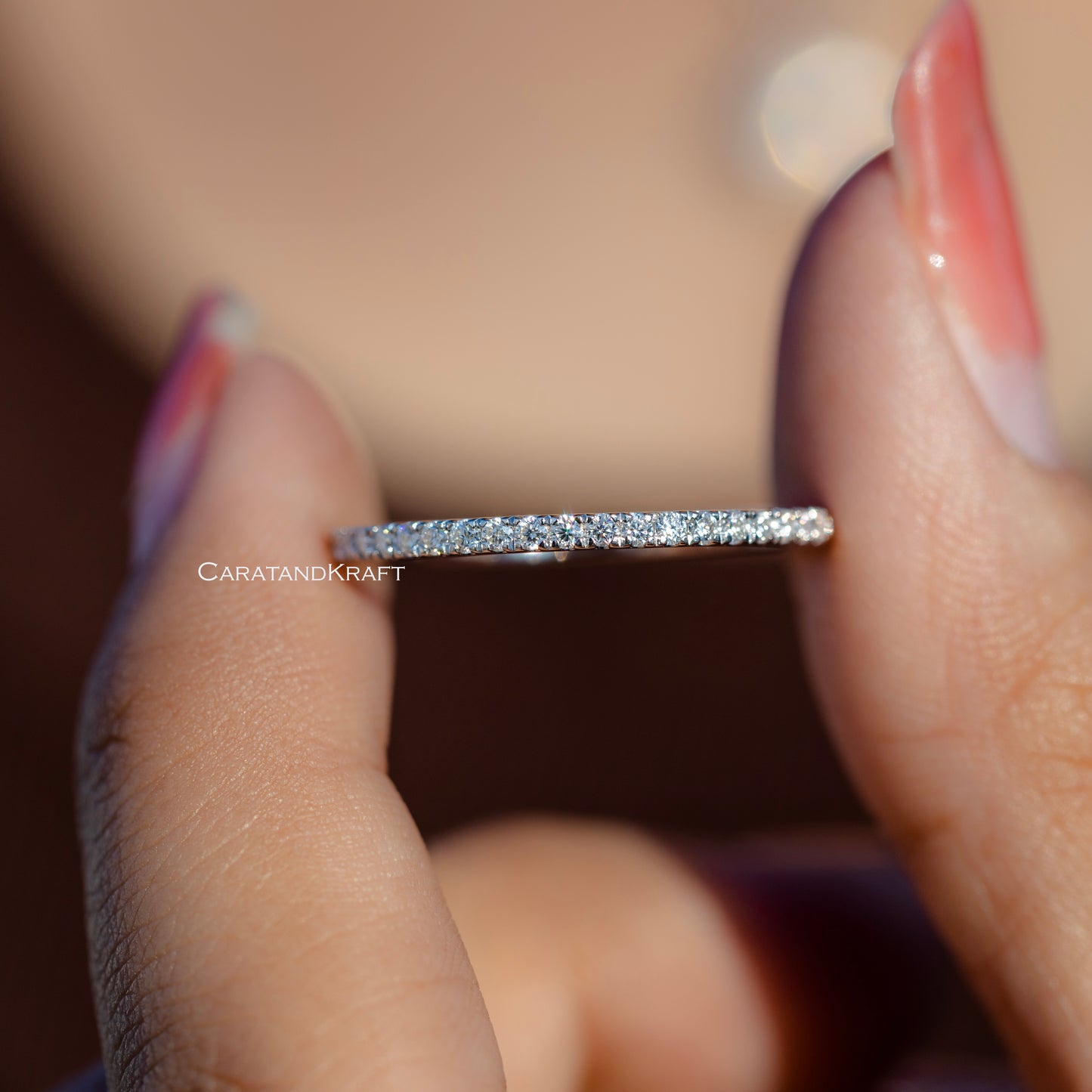 Moissanite 1.30mm Round Cut Half Eternity Wedding Band