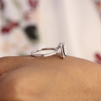 Radiant Cut Distance Halo Moissanite Engagement Ring, view 5