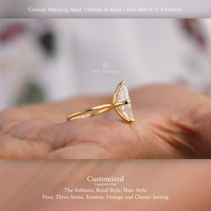 Marquise Cut Moissanite Diamond Engagement Ring, view 5