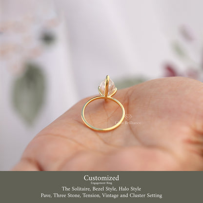 Marquise Cut Moissanite Diamond Engagement Ring, view 6