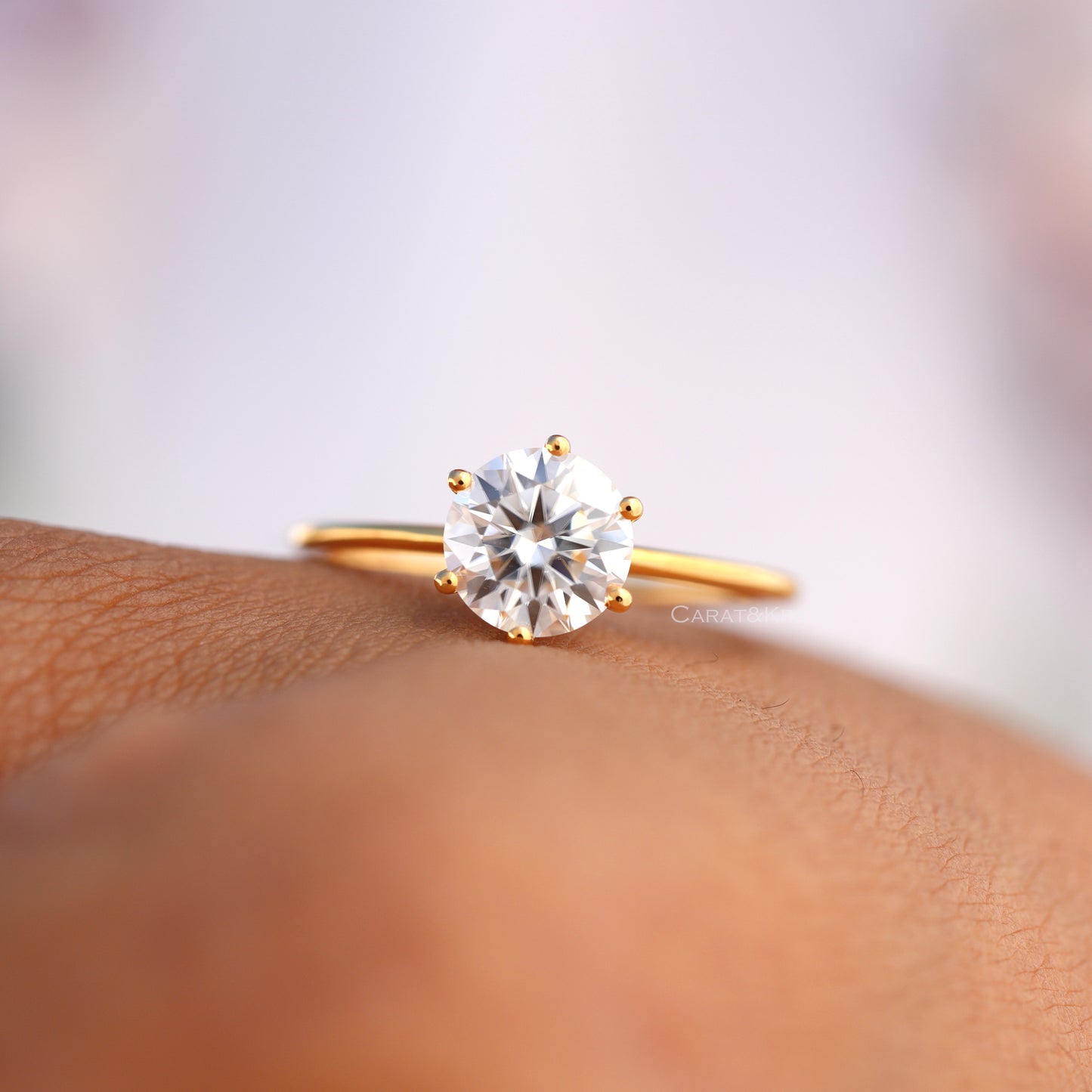 Round Solitaire Moissanite Diamond Ring