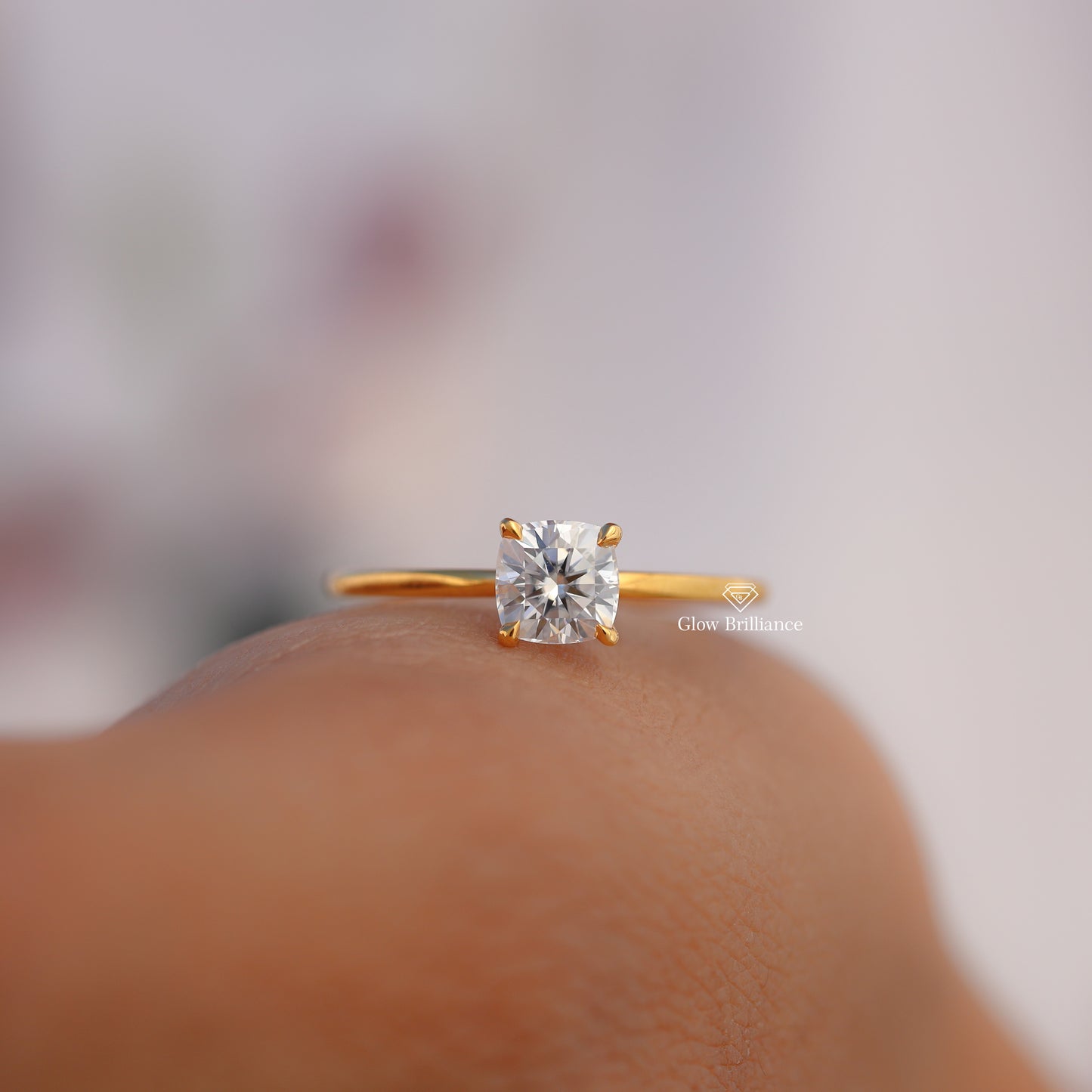 Cushion Solitaire Lab Grown Diamond Engagement Ring