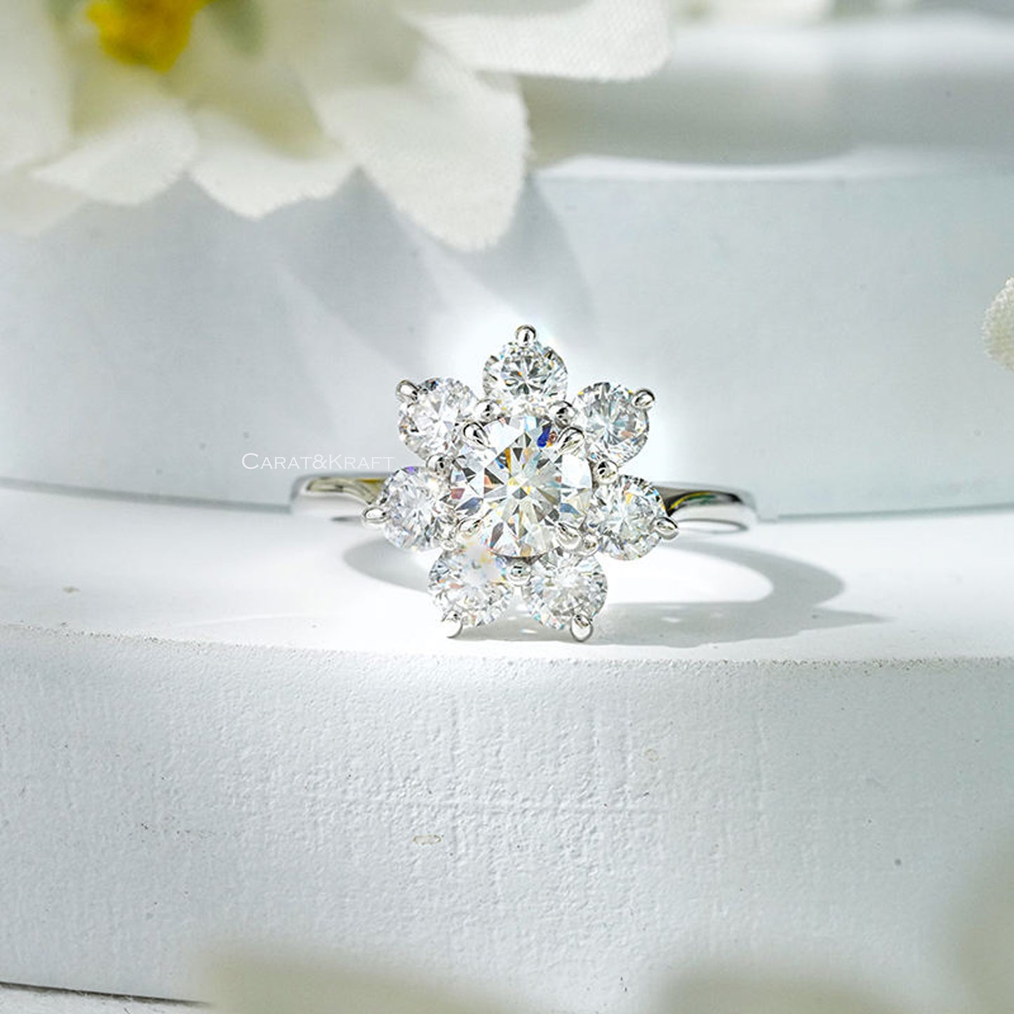 Cluster Engagement Ring, Wedding Ring