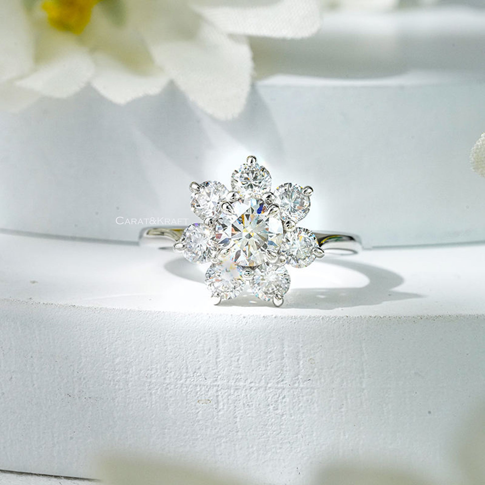 Cluster Engagement Ring, Wedding Ring