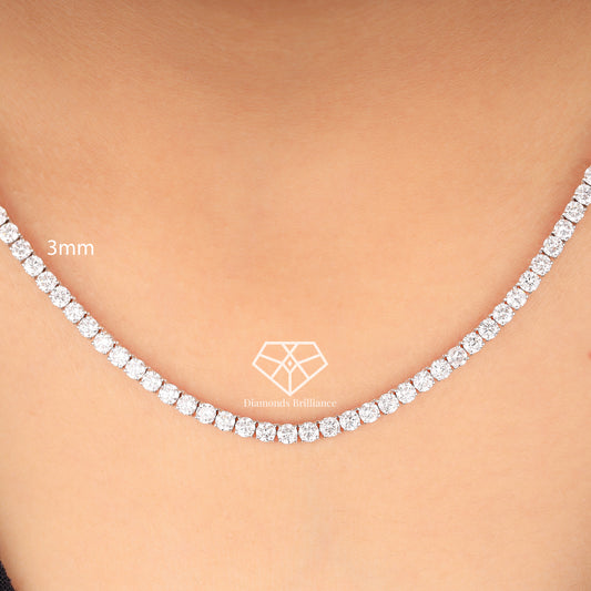 3mm Natural diamond 14k Gold 16 inch Tennis Necklace