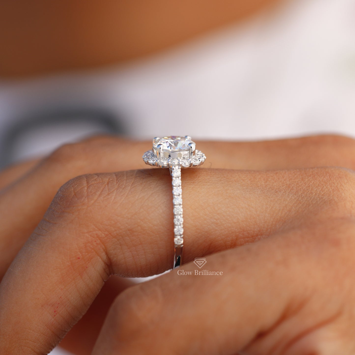 Round Cut Lab Grown Diamond Pave Engagement Ring