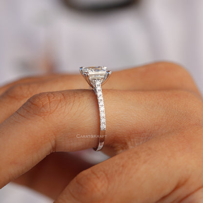 Princess Cut Colorless Moissanite Engagement Ring, view 3