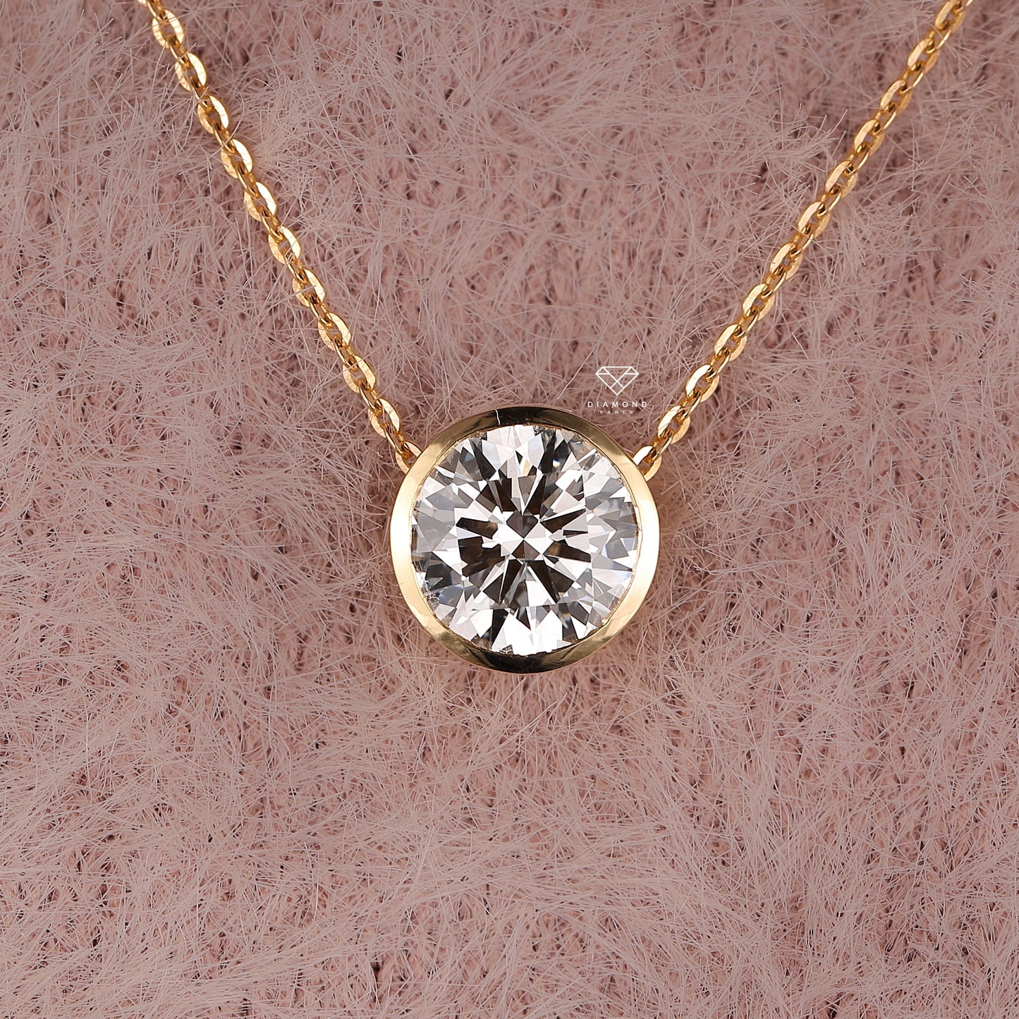 0.35 CT & 2.0CT Lab grown Diamond Round Bezel Pendant in 10k Yellow Gold