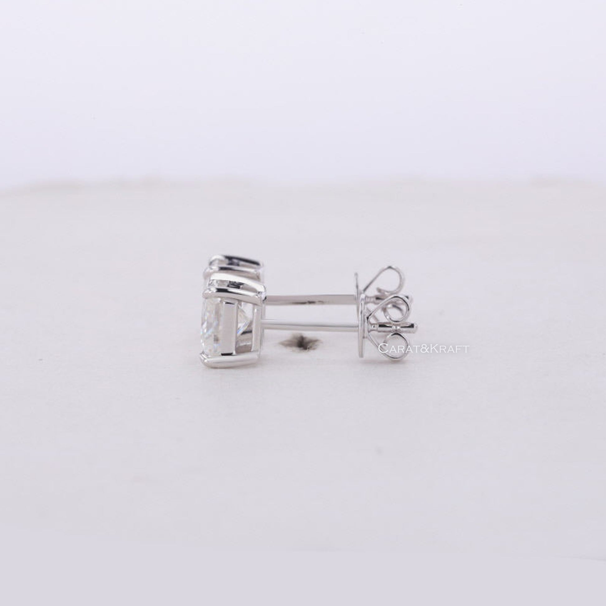 Princess-cut Created Diamond 14k Yellow / White / Rose Gold Stud Earrings Solitaire, Push-back