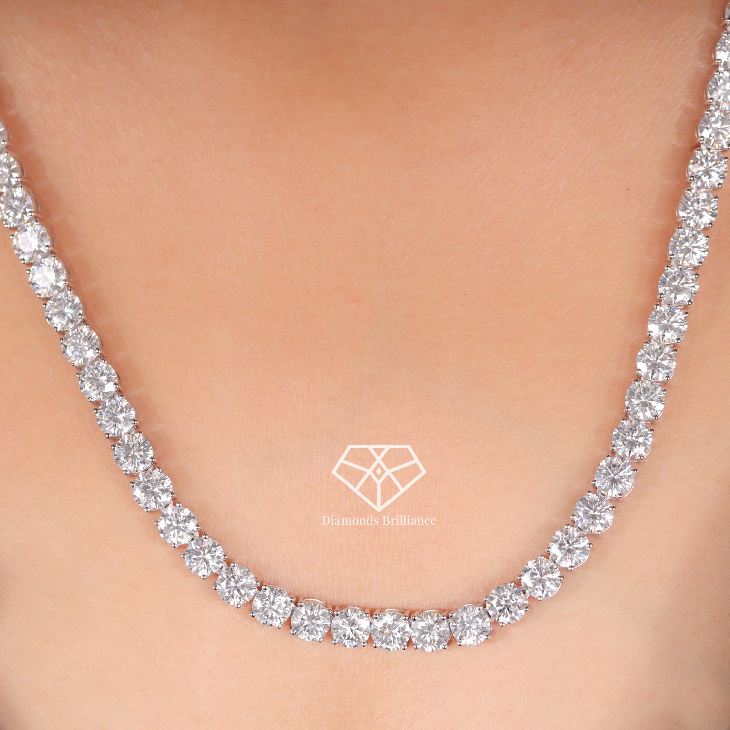 6.5mm 26 Inch Moissanite 925 Sterling Silver Tennis Necklace