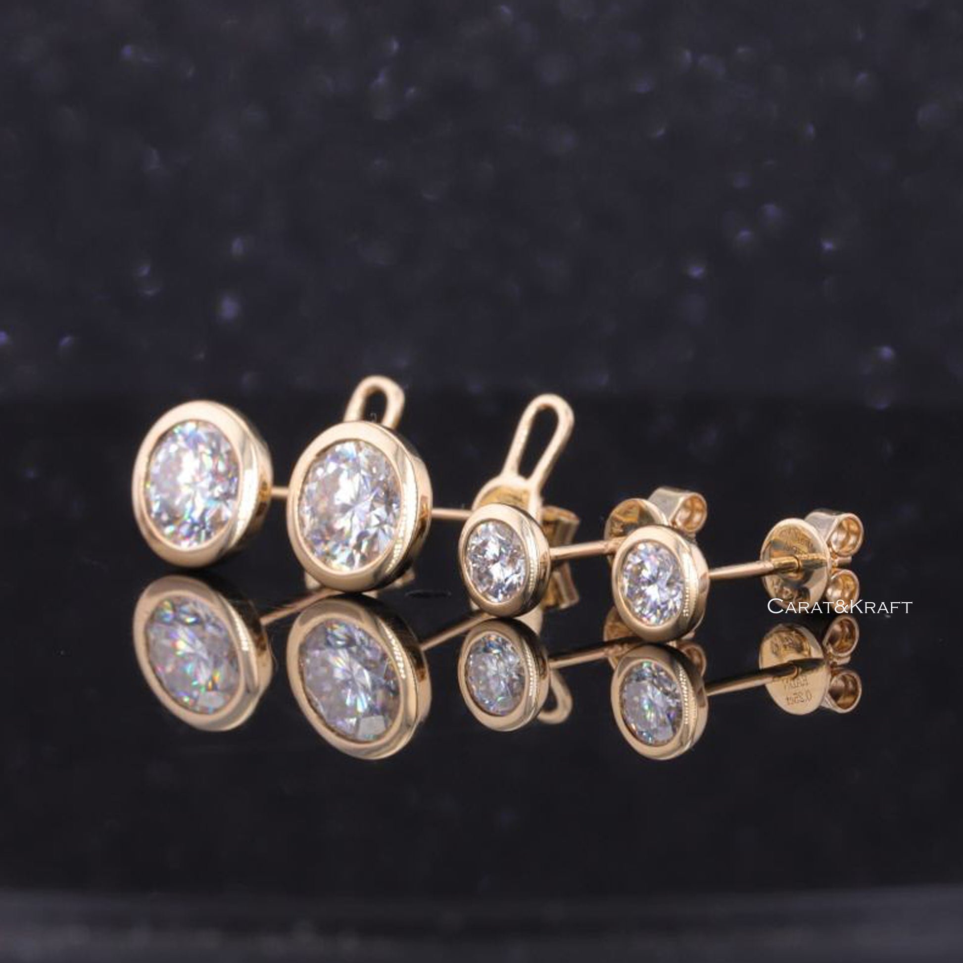 14k solid gold diamond earrings for her
