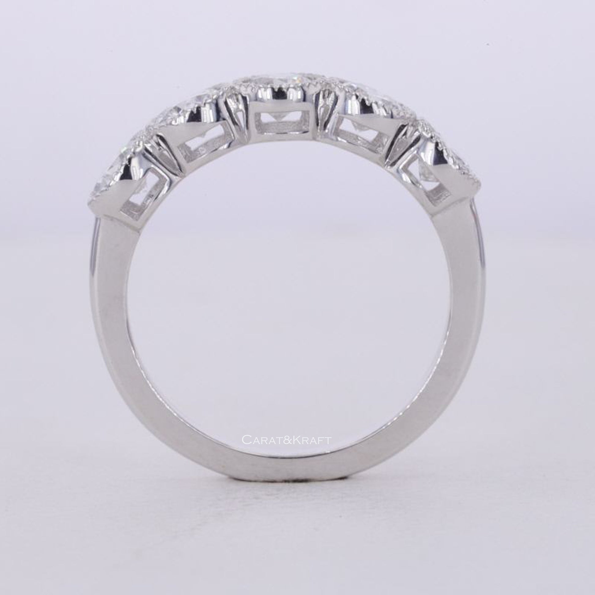 Bezel Set Half Eternity Band, Stackable Band, Anniversary Gift Ring