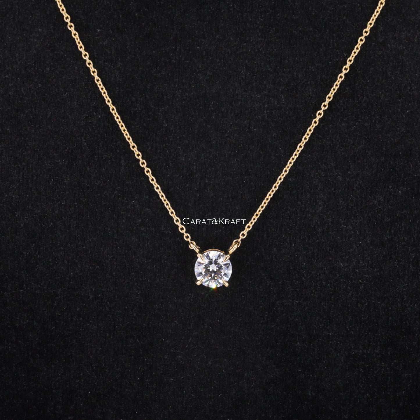 14K Gold Lab Grown Diamond Solitaire Necklace