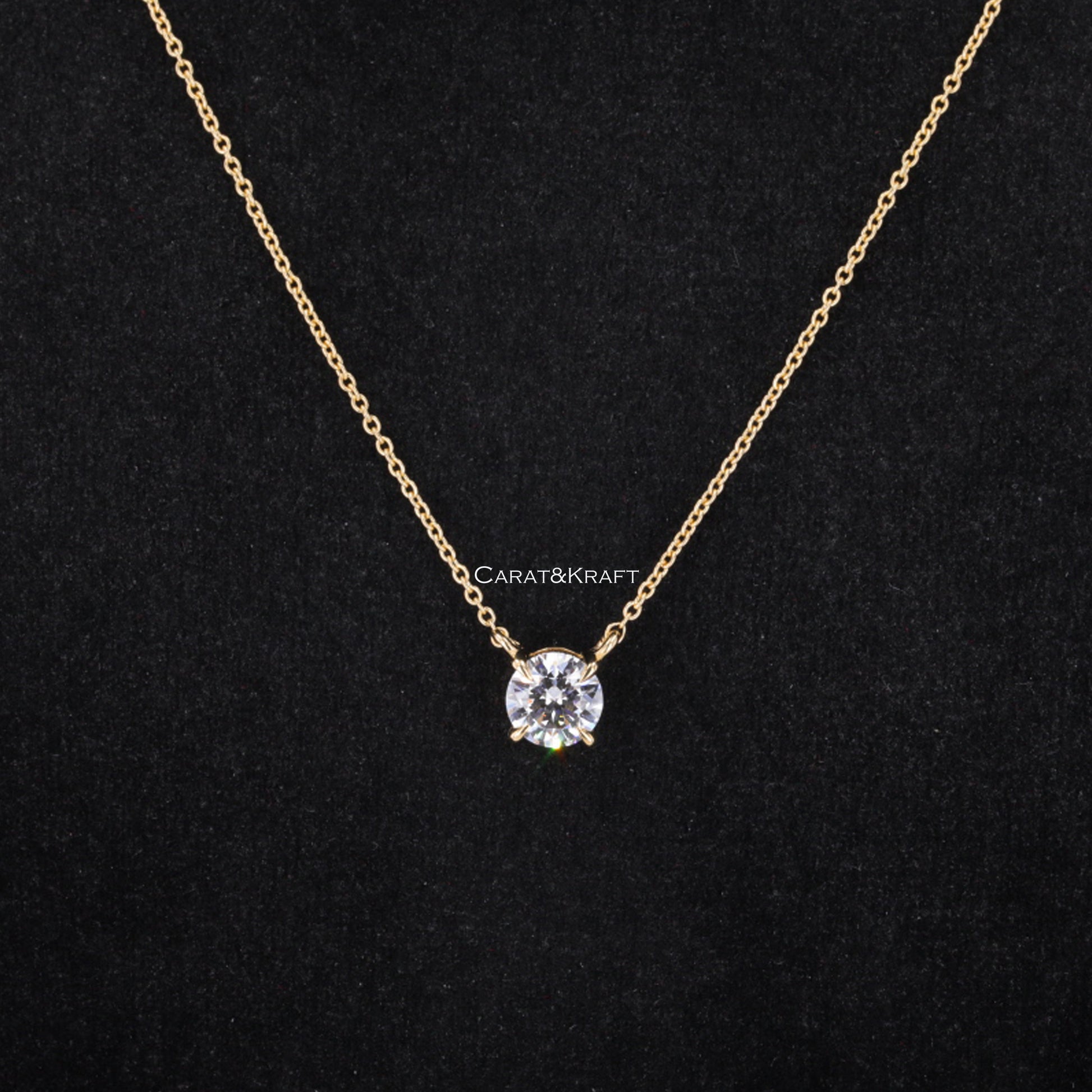 14K Gold Lab Grown Diamond Solitaire Necklace