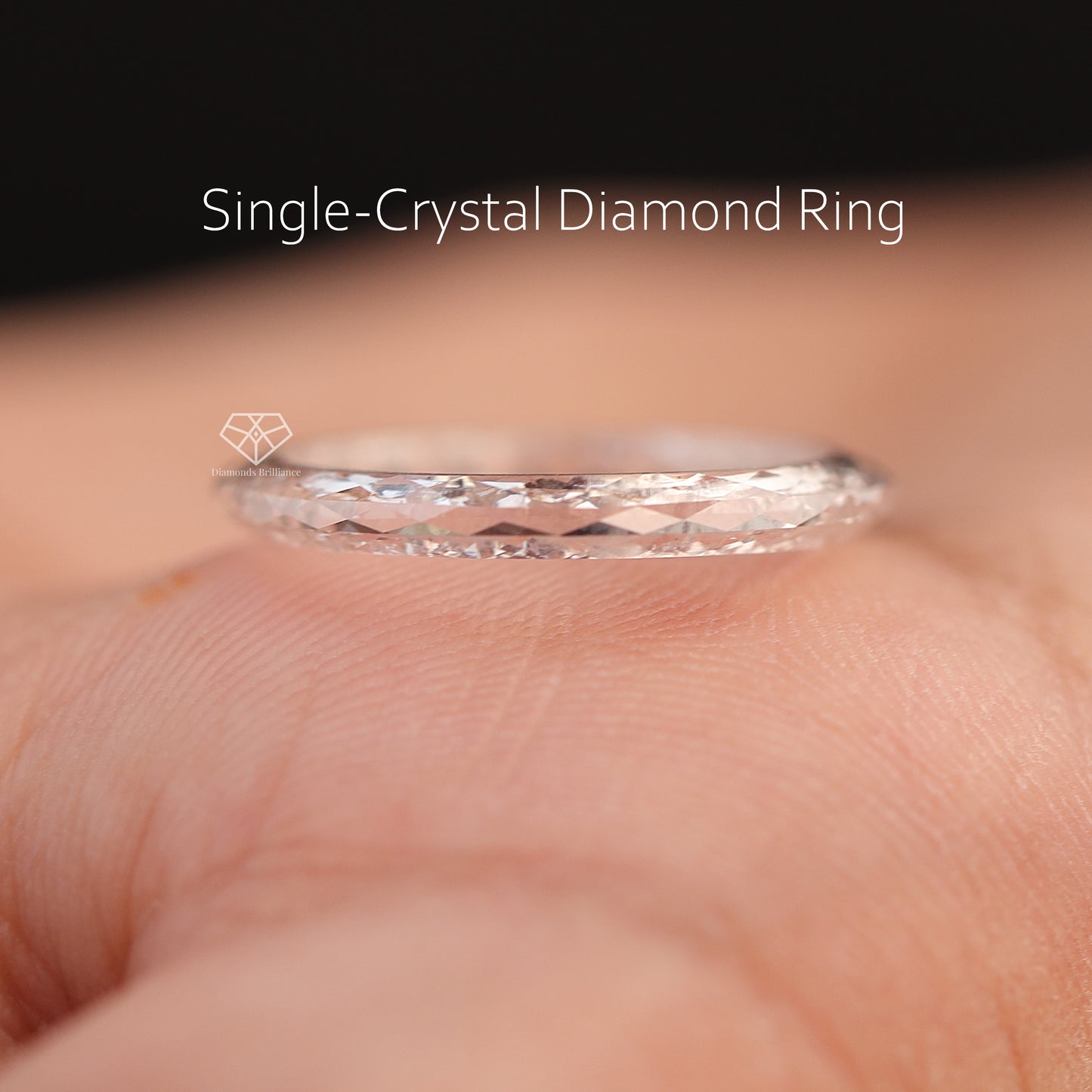 Solid Lab Grown Single-Crystal Diamond Ring - 4.5 US