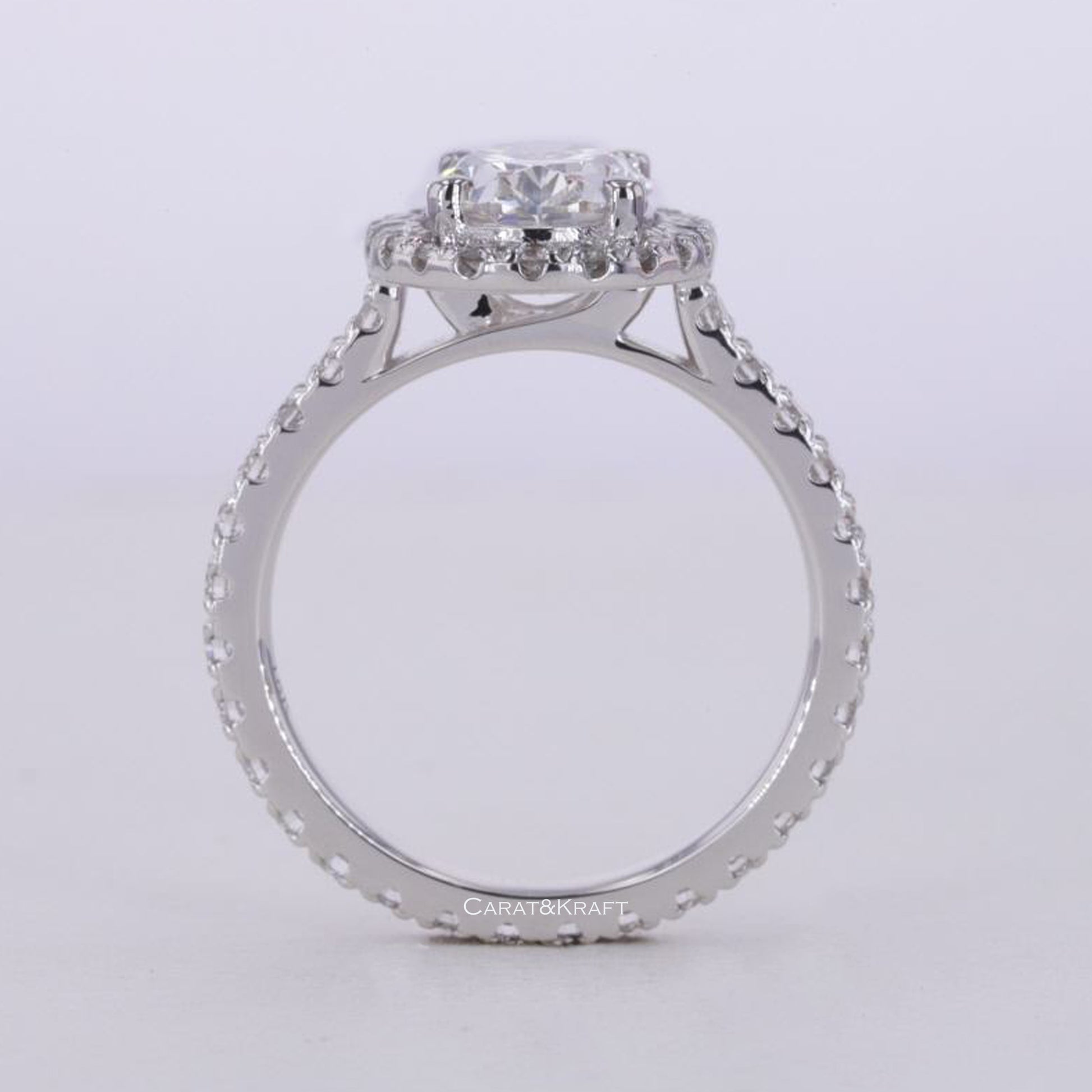 Halo Engagement Ring, Colorless Oval lab grown Halo Ring, Pave Set Wedding Ring in White/Rose/Yellow Gold, Anniversary Gift
