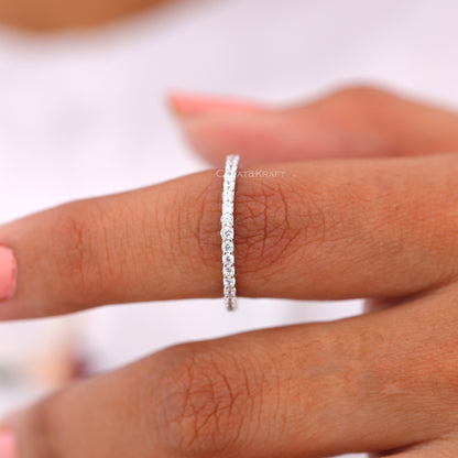 Full Eternity Style Moissanite Pretty Wedding Band, view 2