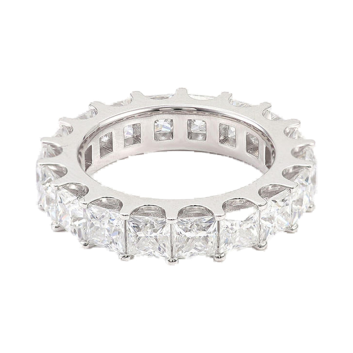 3.00mm Princess Cut Shared Prong Moissanite Diamond Wedding Band from Carat and Kraft, on white
