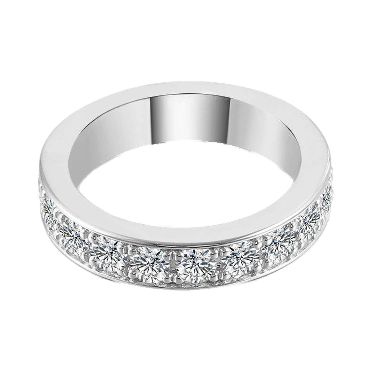 3.00mm Round Half Eternity Moissanite Wedding Band from Carat and Kraft, on white