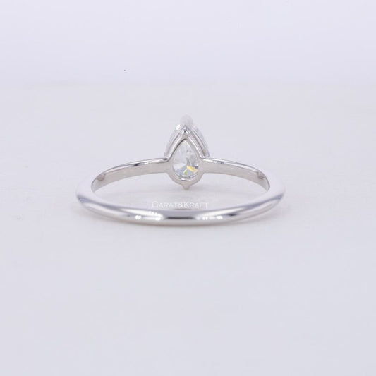 Solitaire Moissanite Bridal Ring/ 14K Solid Gold Proposal Ring