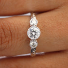 Round Moissanite Diamond Engagement Ring, Three Stone Wedding Ring, Colorless/VVS Moissanite Ring, Ring for Women, Proposal Ring