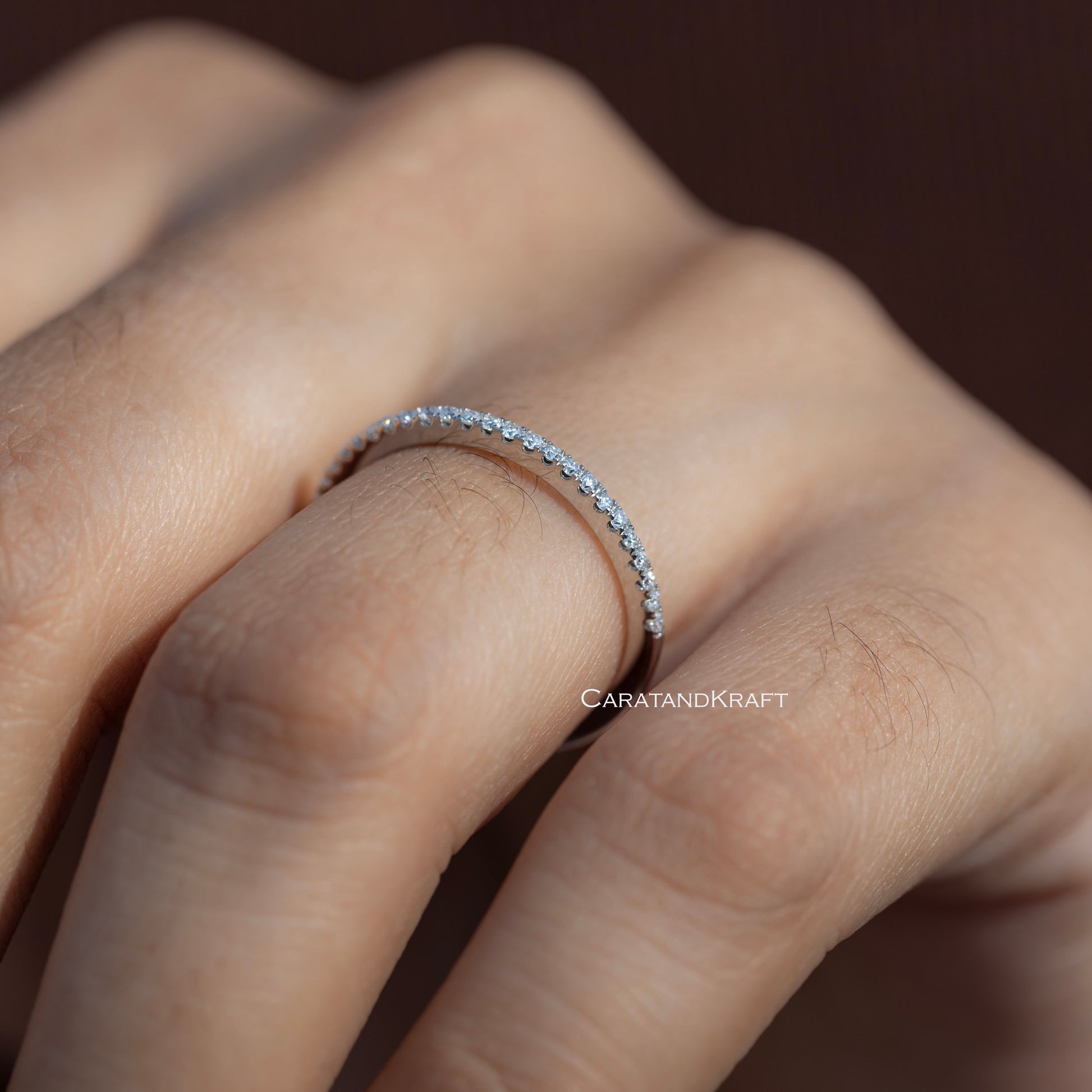 1.1mm Micro Pave Moissanite Half Eternity Wedding Band