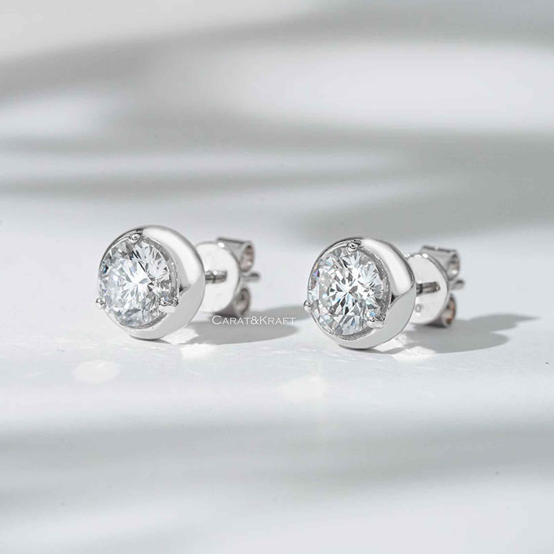 Moissanite Stud Earrings In 925 Silver or Yellow Gold Pair Earrings with Screwback, Earrings for Women & Men, Anniversary Gift
