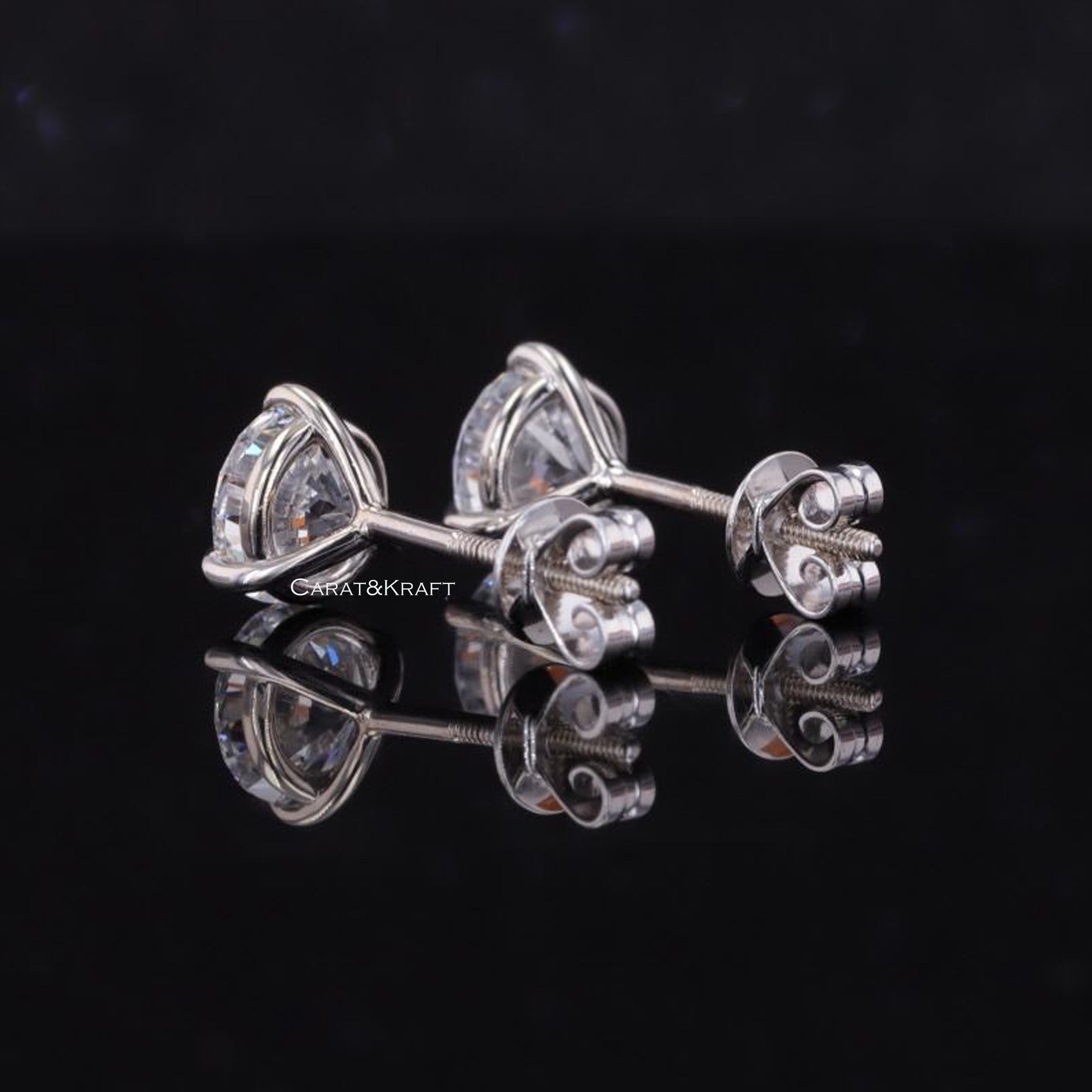 Diamond Earring Studs. 14K Solid Gold moissanite  Diamond Stud. Diamond Earrings Passes Diamond Tester
