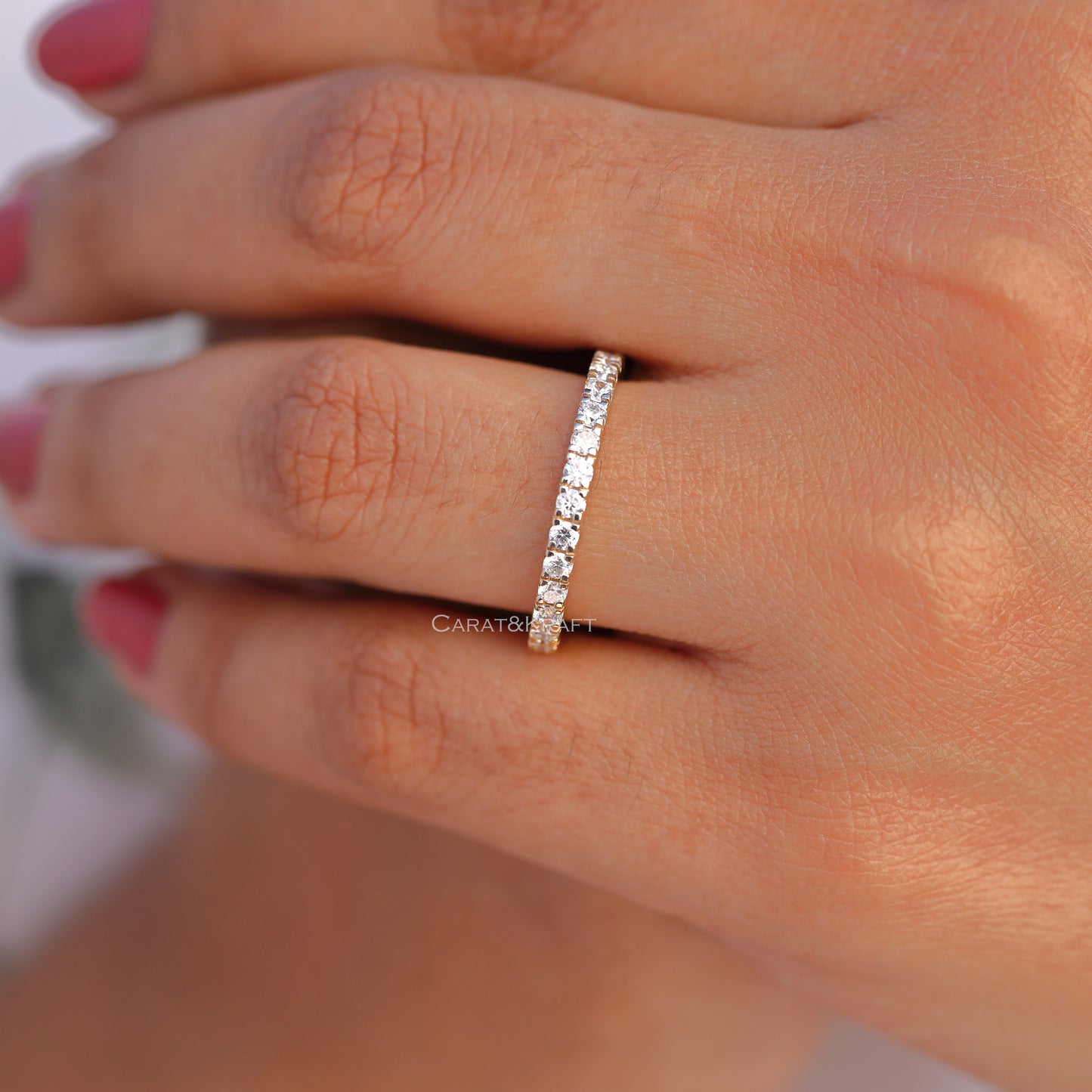 2mm Half eternity moissanite Band