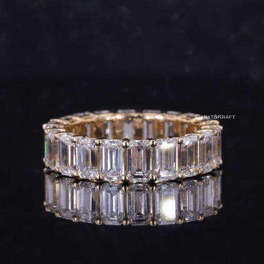 emerald cut lab grown diamond wedding band