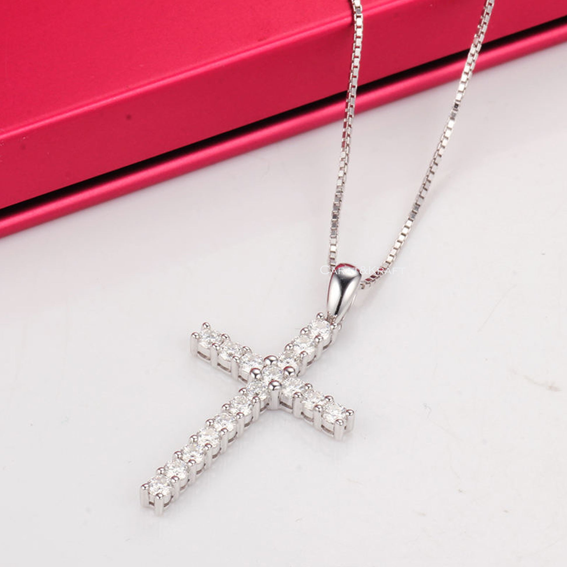 Moissanite Cross Pendant Necklace