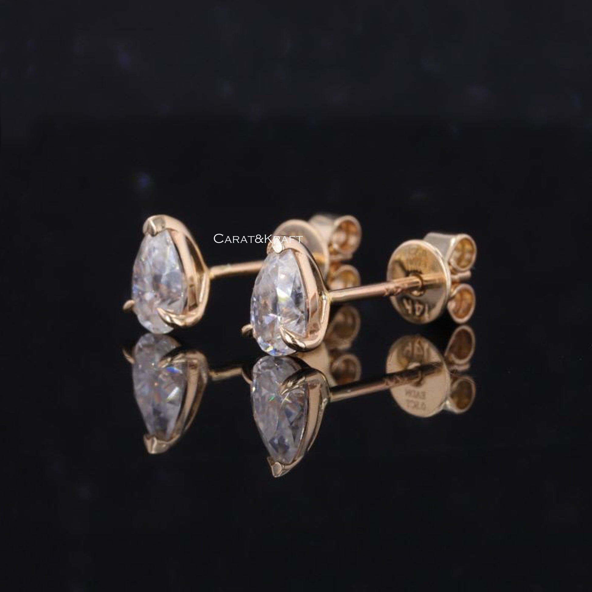 Pear Cut Lab Diamond Stud Earrings: