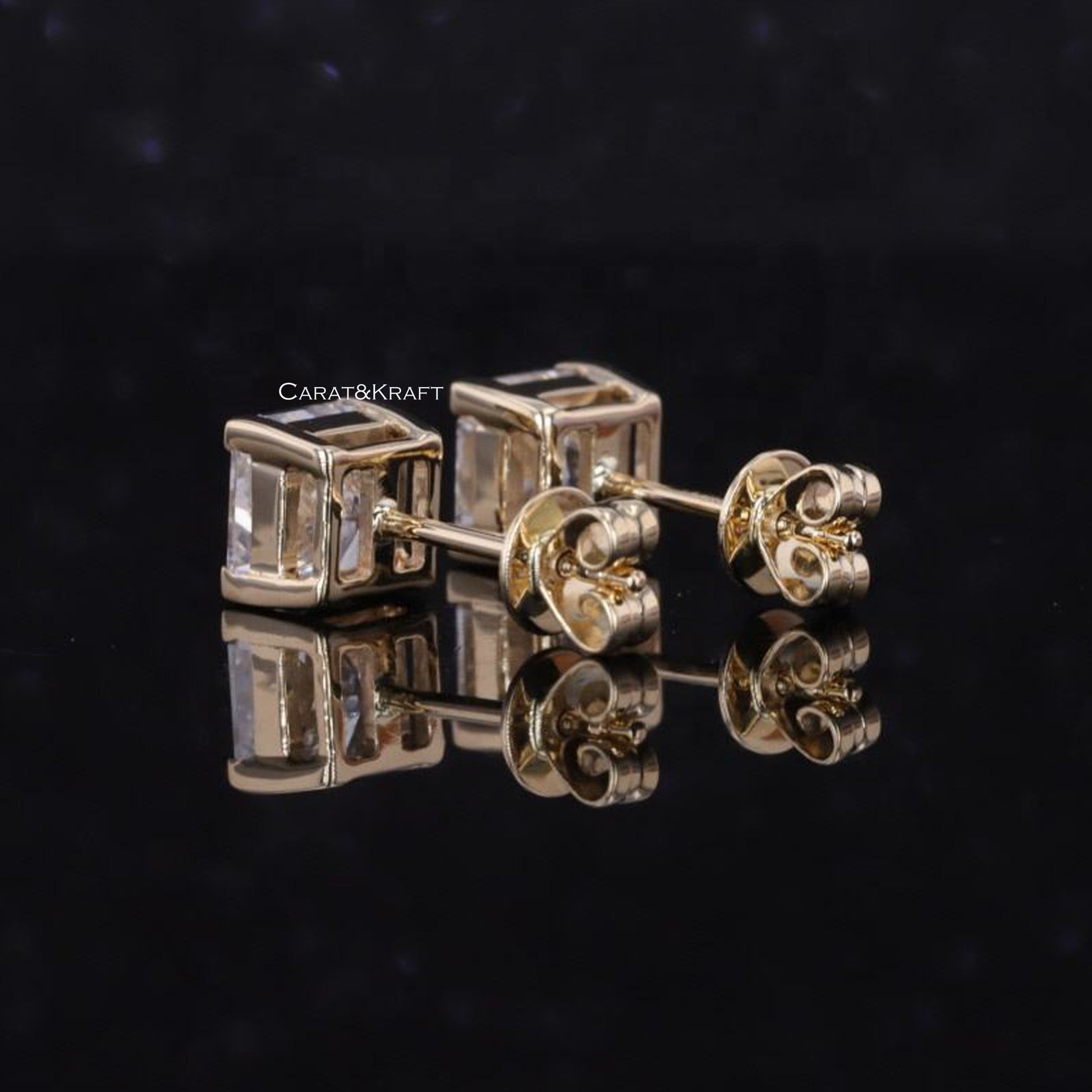 14k solid gold diamond stud earrings