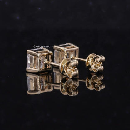 14k solid gold diamond stud earrings