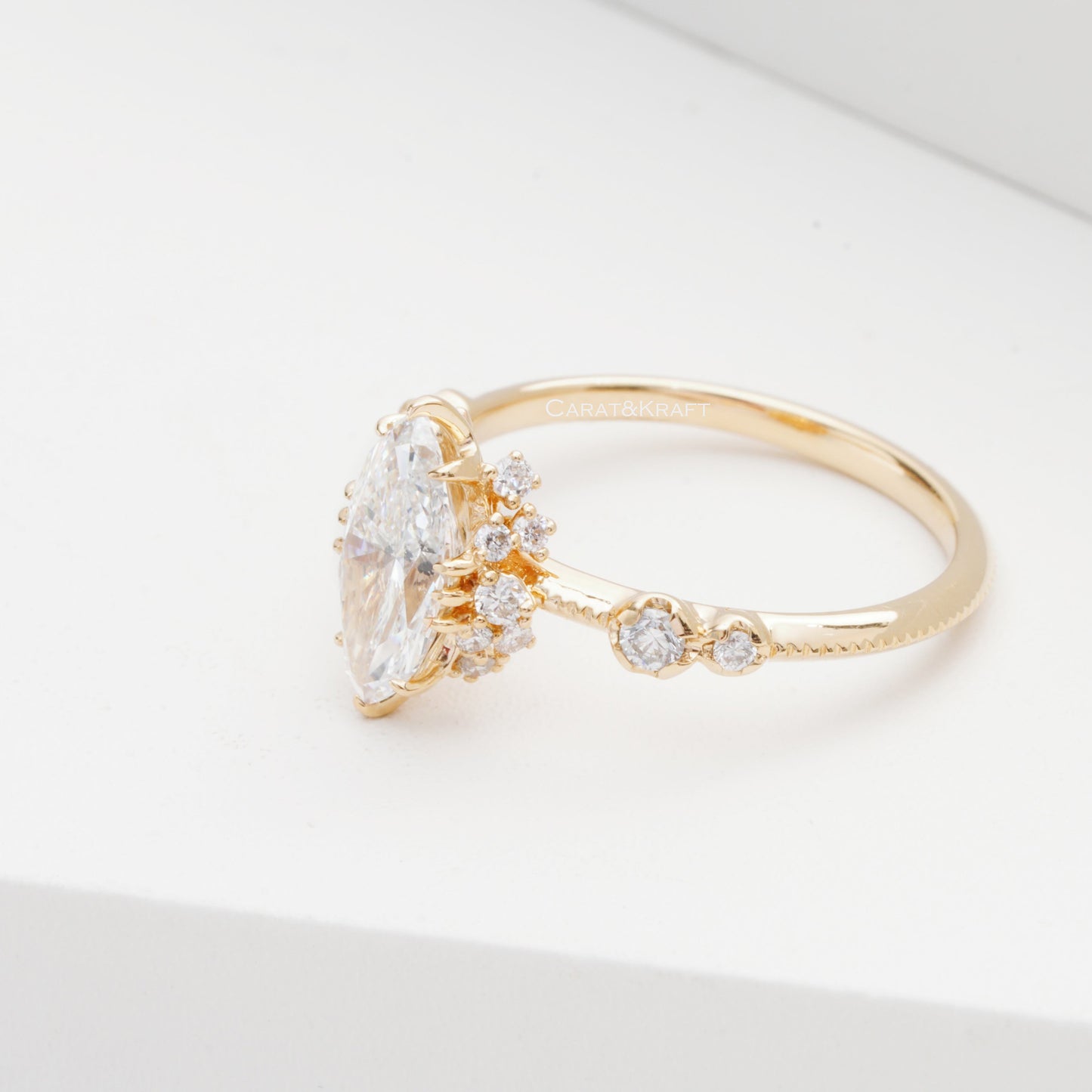 Milgrain Design Ring, Marquise Diamond Ring