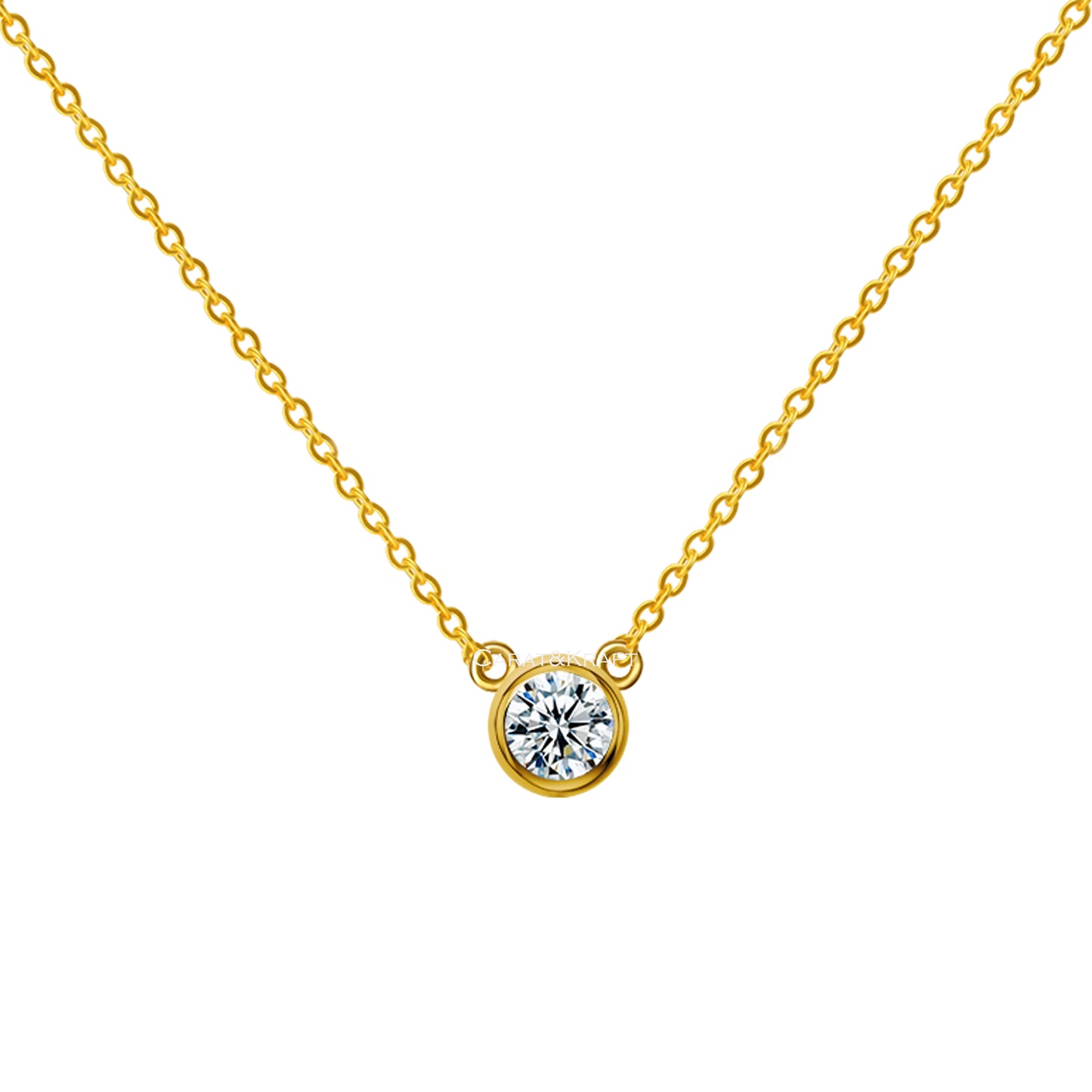 0.5ct Lab Grown Diamond Bezel Necklace: 14k Solid Gold Solitaire