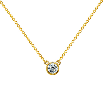 0.5ct Lab Grown Diamond Bezel Necklace: 14k Solid Gold Solitaire