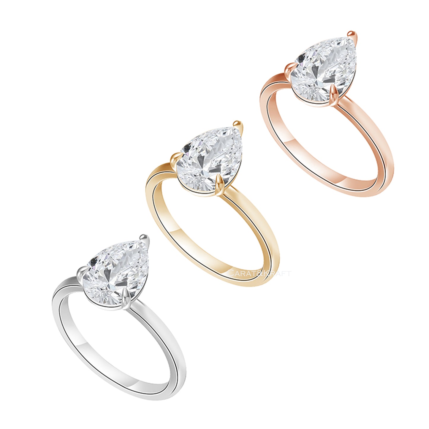EF/VS Diamond Ring, Tear Drop, Anniversary Gift