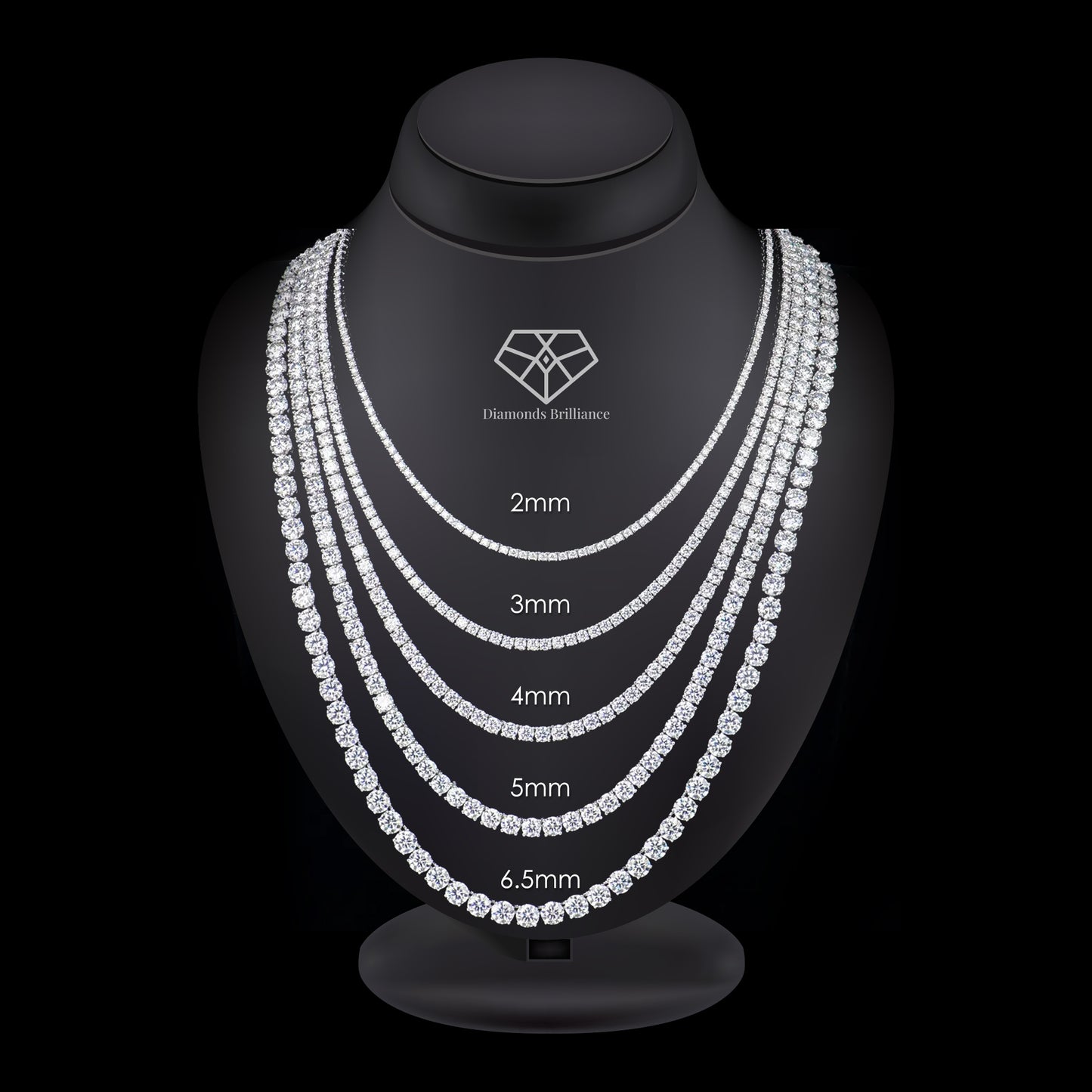 6.5mm 26 Inch Moissanite 925 Sterling Silver Tennis Necklace