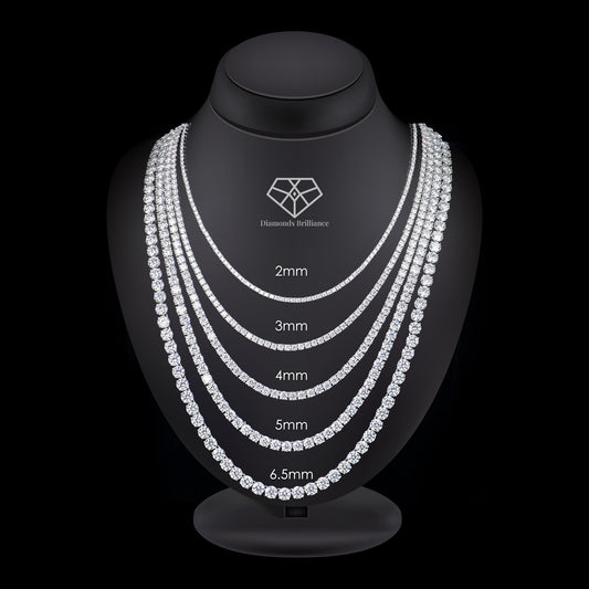 6.5mm 26 Inch Moissanite 925 Sterling Silver Tennis Necklace, view 1