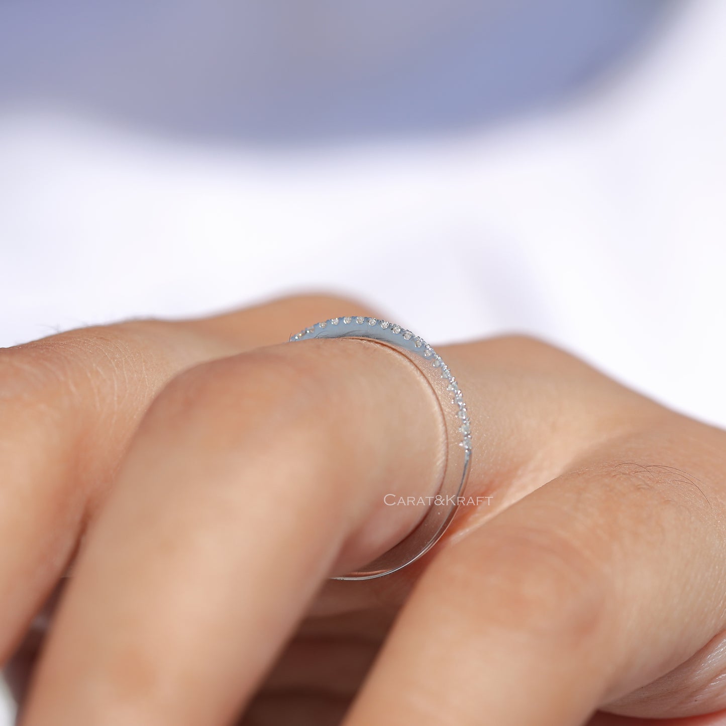 1mm Round Cut Half Eternity Wedding Band