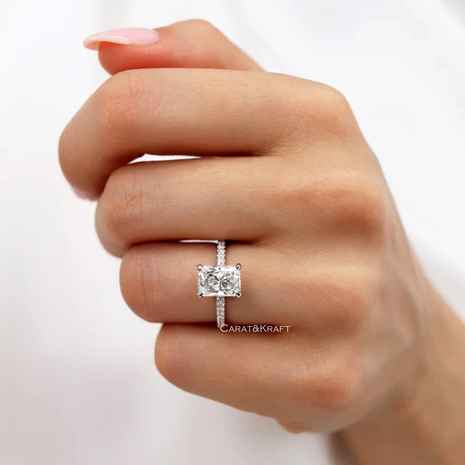 Radiant Cut Diamond Hidden Halo Engagement Ring