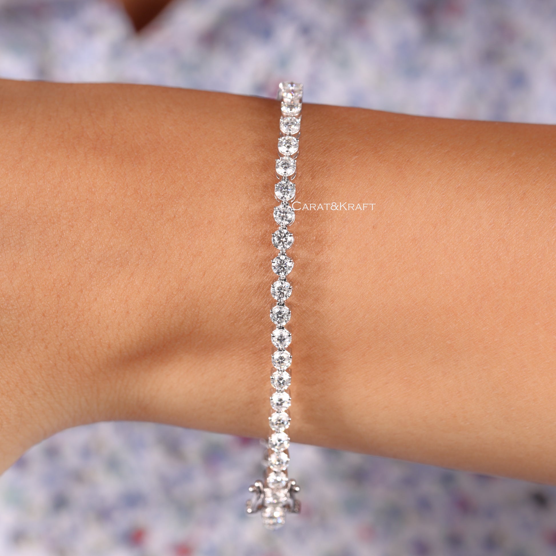 Round Lab Grown Diamond Wedding Bracelet/ Tennis Lab Diamond Bracelet