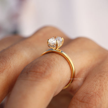 14k Gold 2ct Oval IGI certified Lab Grown Diamond Engagement Ring, view 5