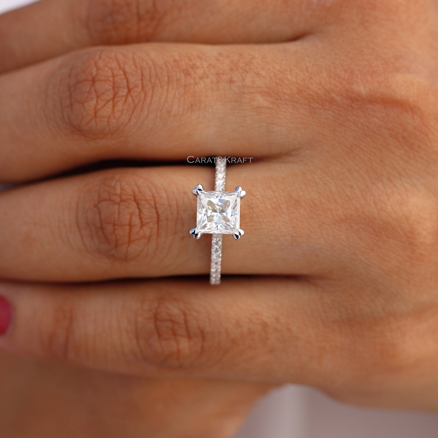 0.50 to 2.50 CT Princess Cut Lab Grown Diamond Engagement Ring