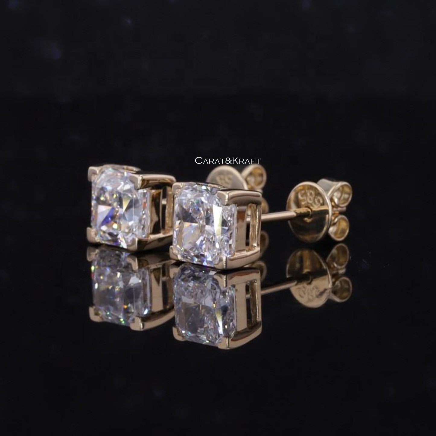 princess cut diamond stud earrings